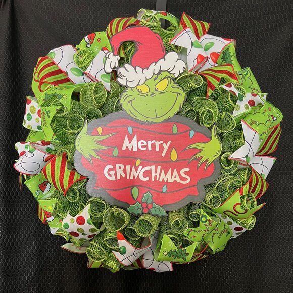 Angelic Wreaths By Diane Other - You're A Mean One Mr. Grinch Deco Mesh Wreath